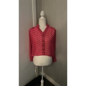 Coolwear Pink/Black Polka-Dot Sheer High Low Top S Flaws Dopamine Fairycore Twee